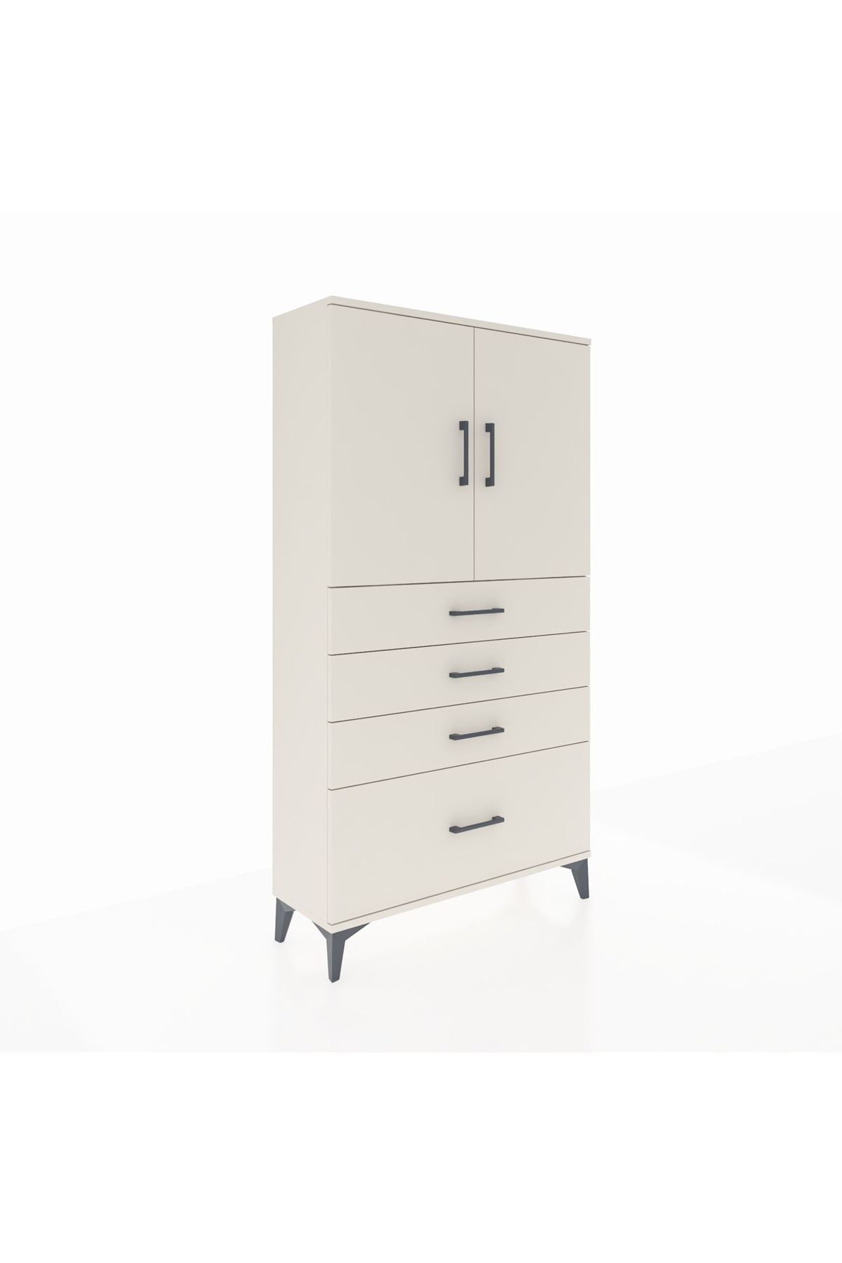 Arges Dolap 2 Raflı 4 Çekmeceli 2 Kapaklı 88x30x163 - S21M011V1A