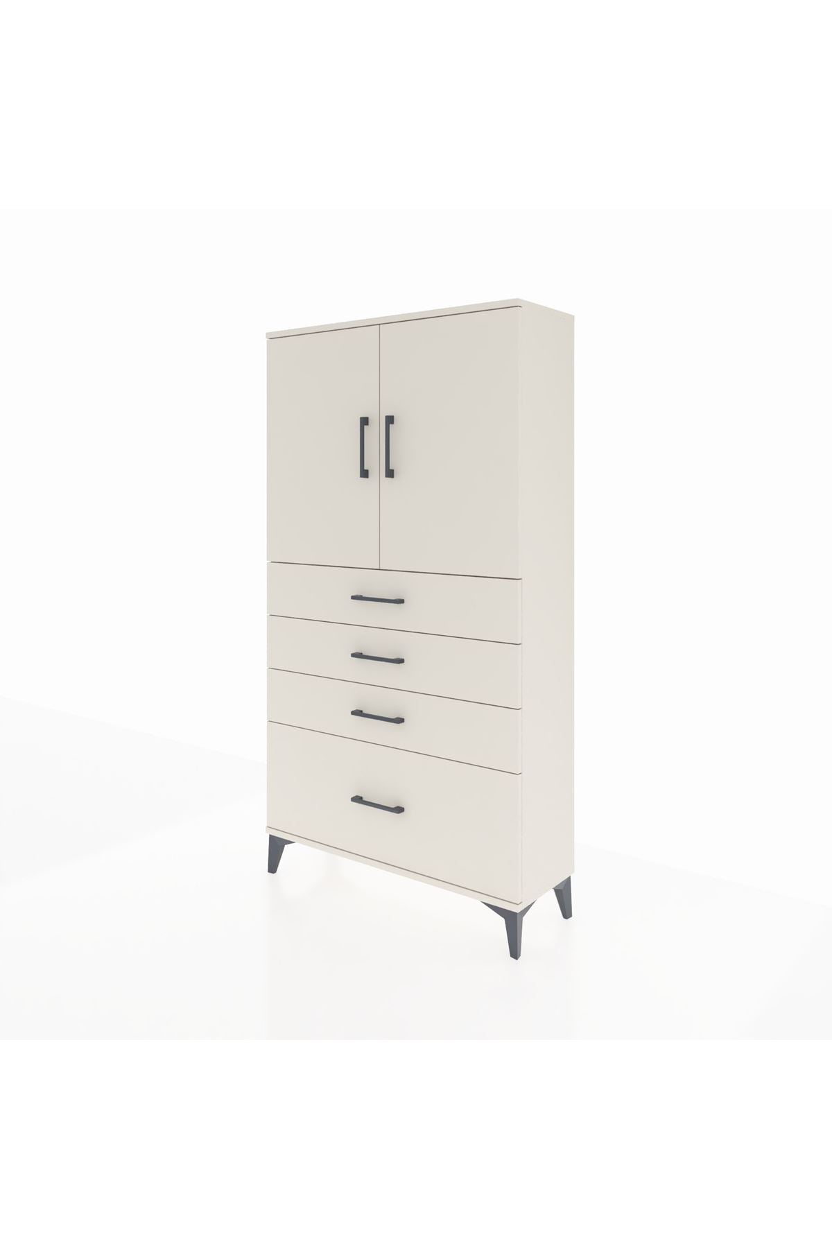 Arges Dolap 2 Raflı 4 Çekmeceli 2 Kapaklı 88x30x163 - S21M011V1A