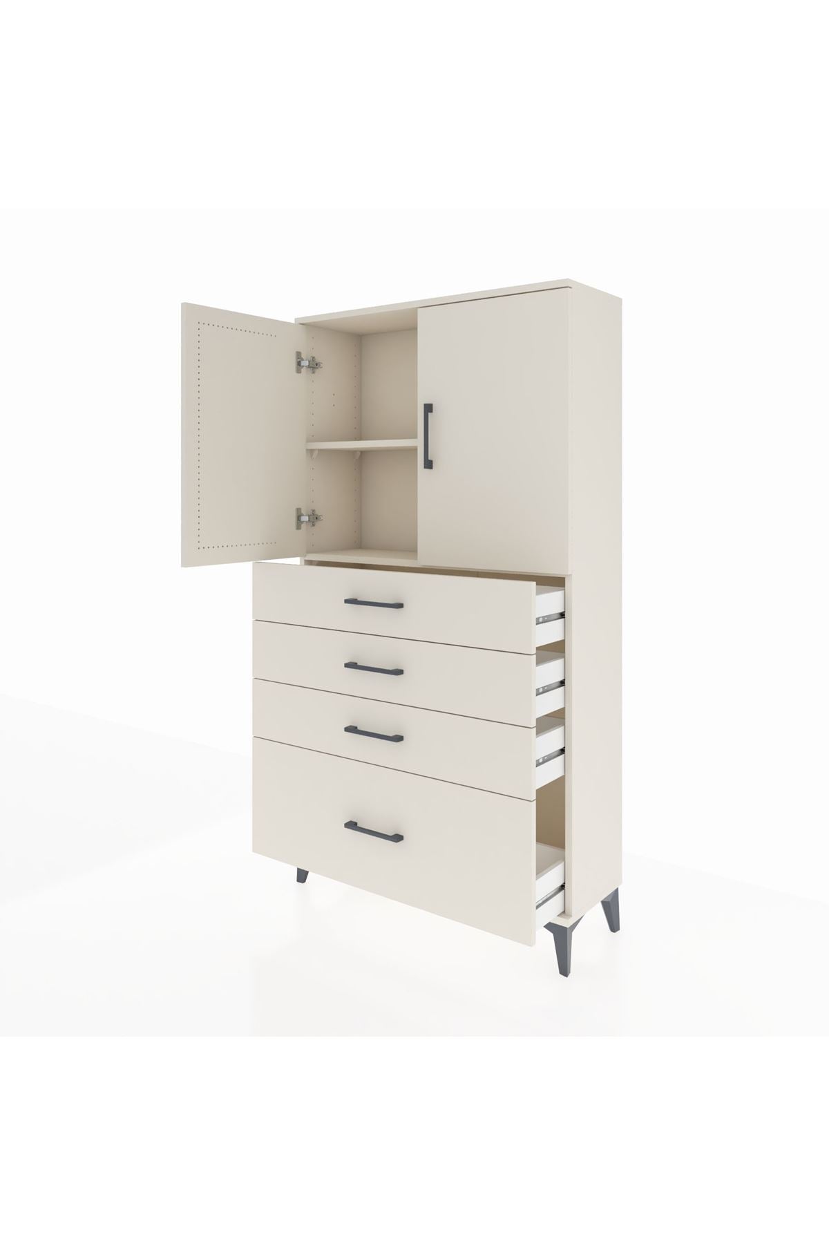 Arges Dolap 2 Raflı 4 Çekmeceli 2 Kapaklı 88x30x163 - S21M011V1A