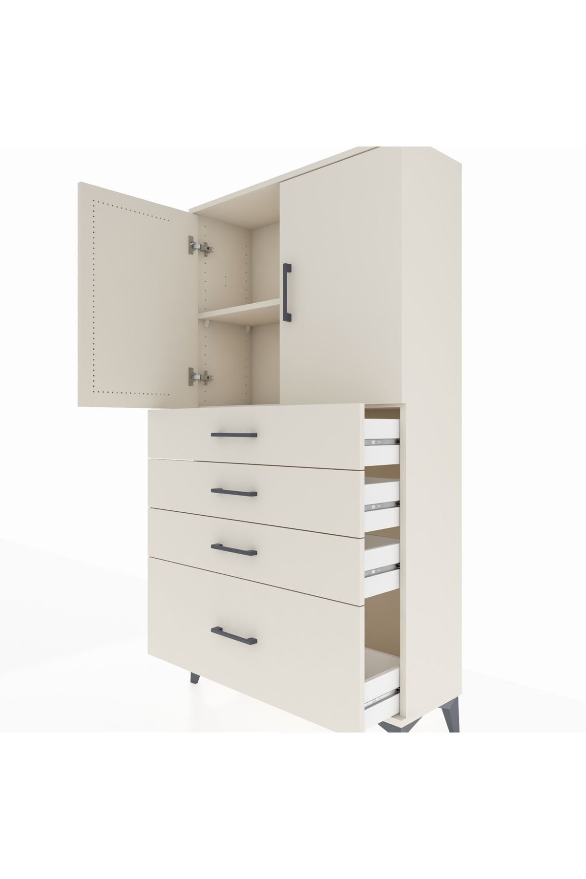 Arges Dolap 2 Raflı 4 Çekmeceli 2 Kapaklı 88x30x163 - S21M011V1A