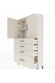 Arges Dolap 2 Raflı 4 Çekmeceli 2 Kapaklı 88x30x163 - S21M011V1A