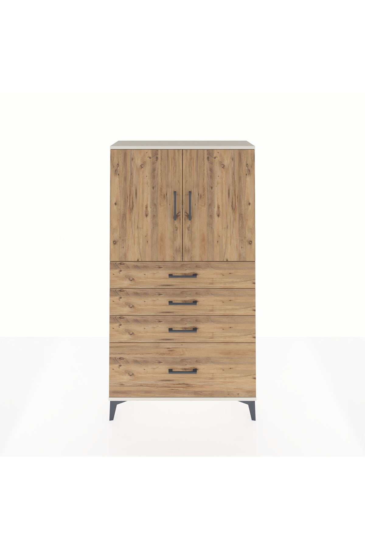 Arges Dolap 2 Raflı 4 Çekmeceli 2 Kapaklı 88x30x163 - S21M011V3A