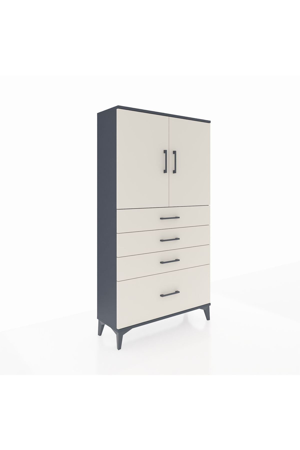 Arges Dolap 2 Raflı 4 Çekmeceli 2 Kapaklı 88x30x163 - S21M011V4A