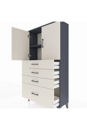 Arges Dolap 2 Raflı 4 Çekmeceli 2 Kapaklı 88x30x163 - S21M011V4A