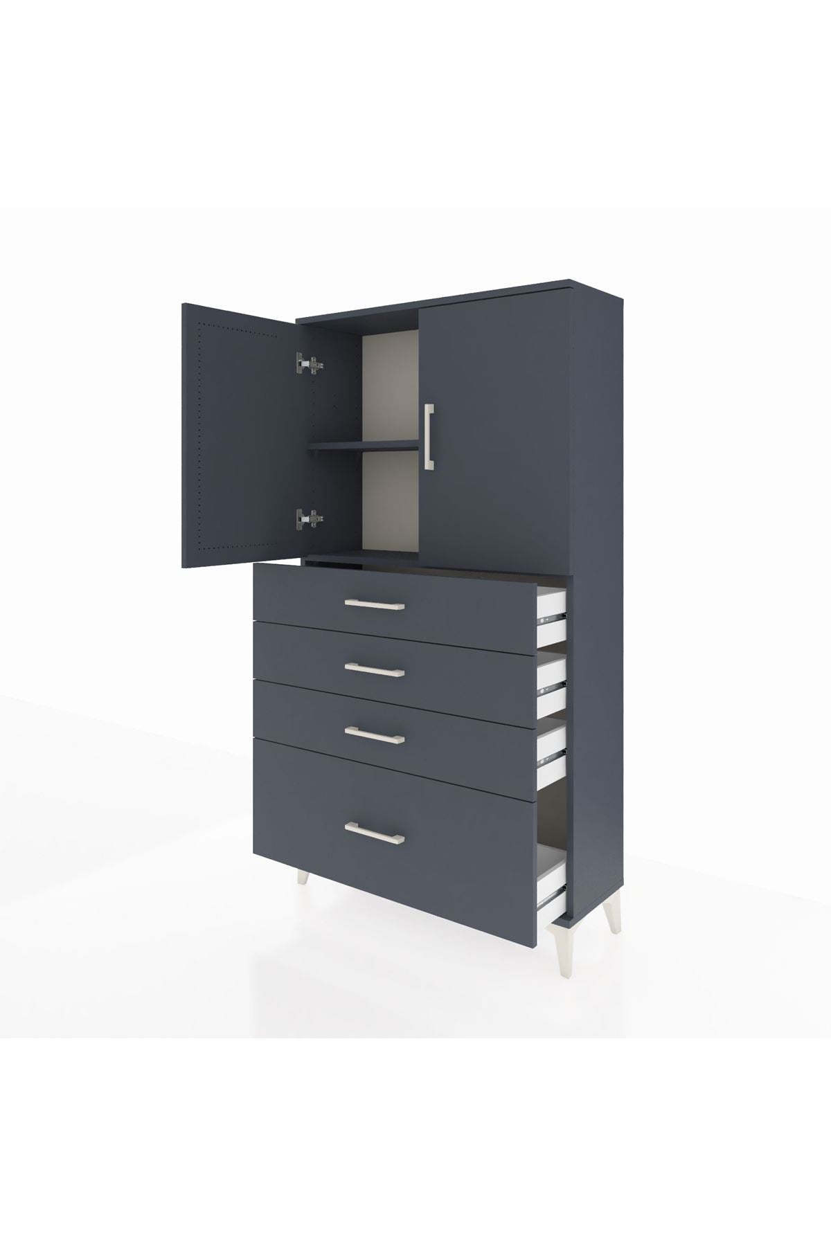 Arges Dolap 2 Raflı 4 Çekmeceli 2 Kapaklı 88x30x163 - S21M011V5A