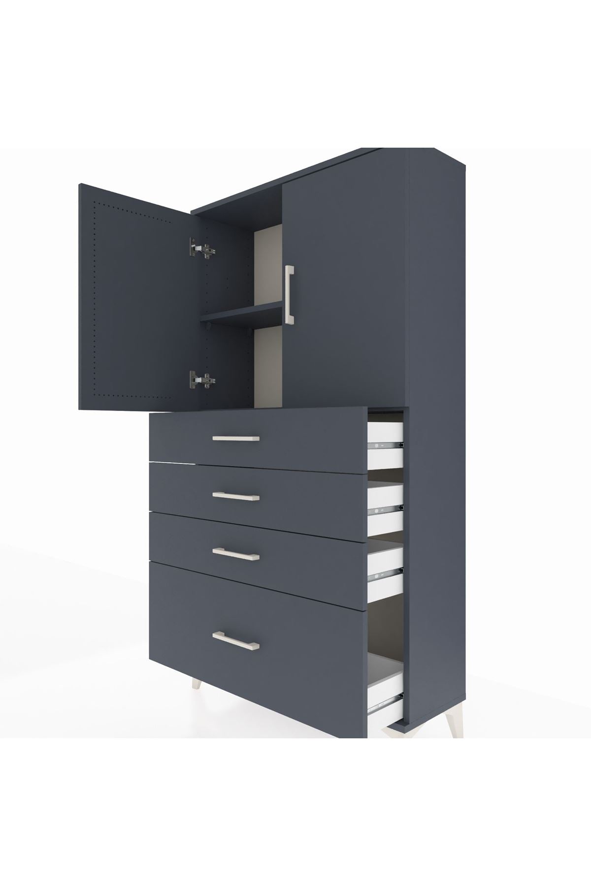 Arges Dolap 2 Raflı 4 Çekmeceli 2 Kapaklı 88x30x163 - S21M011V5A