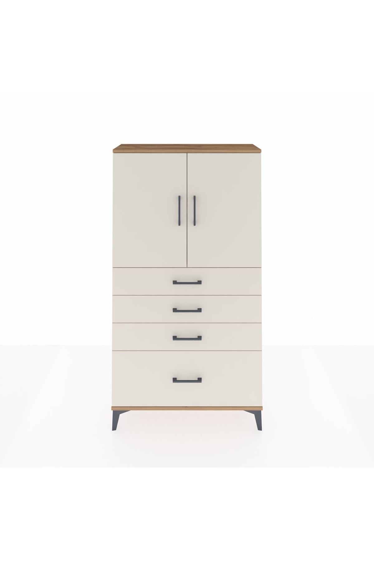 Arges Dolap 2 Raflı 4 Çekmeceli 2 Kapaklı 88x30x163 - S21M011V7A