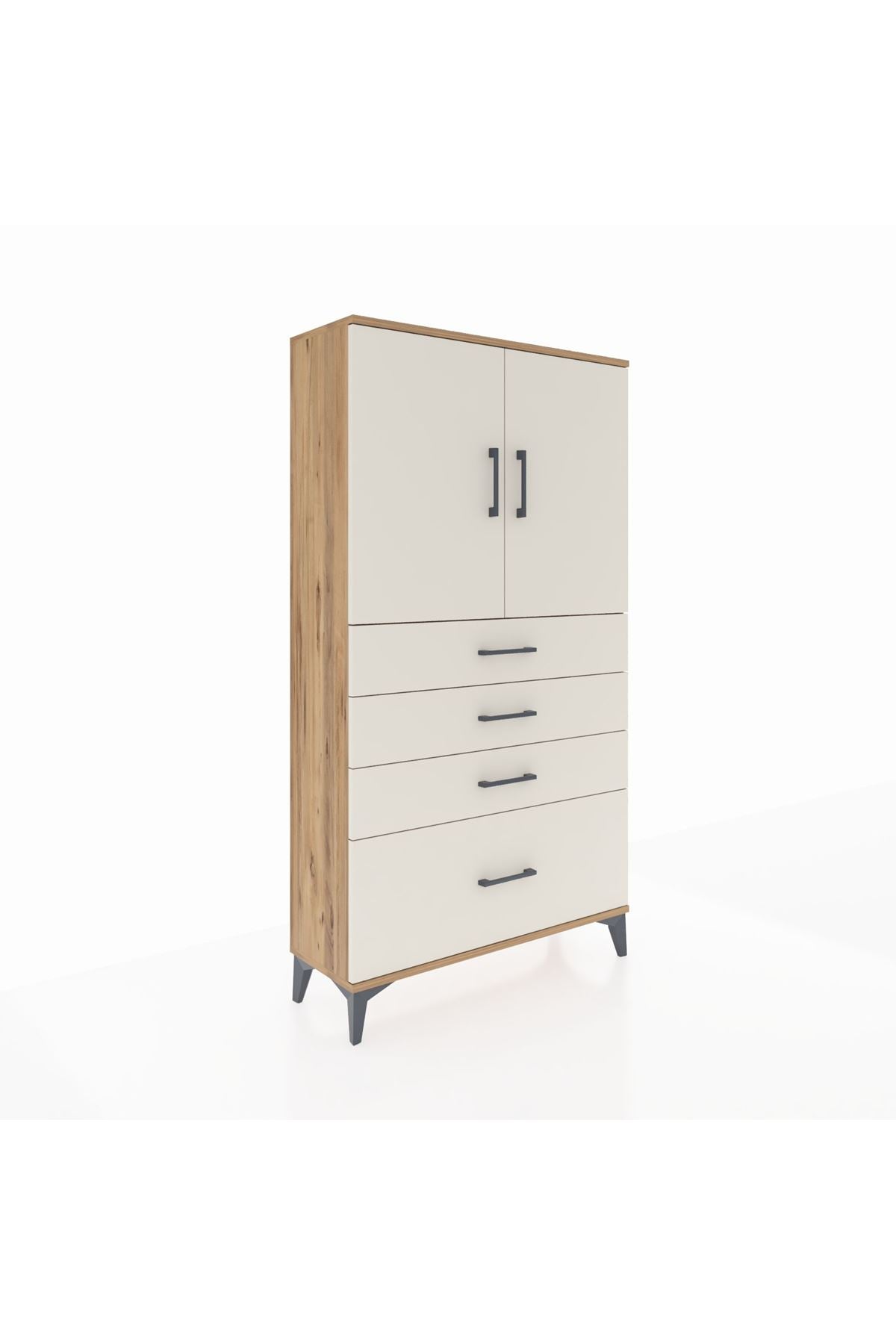 Arges Dolap 2 Raflı 4 Çekmeceli 2 Kapaklı 88x30x163 - S21M011V7A