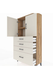 Arges Dolap 2 Raflı 4 Çekmeceli 2 Kapaklı 88x30x163 - S21M011V7A