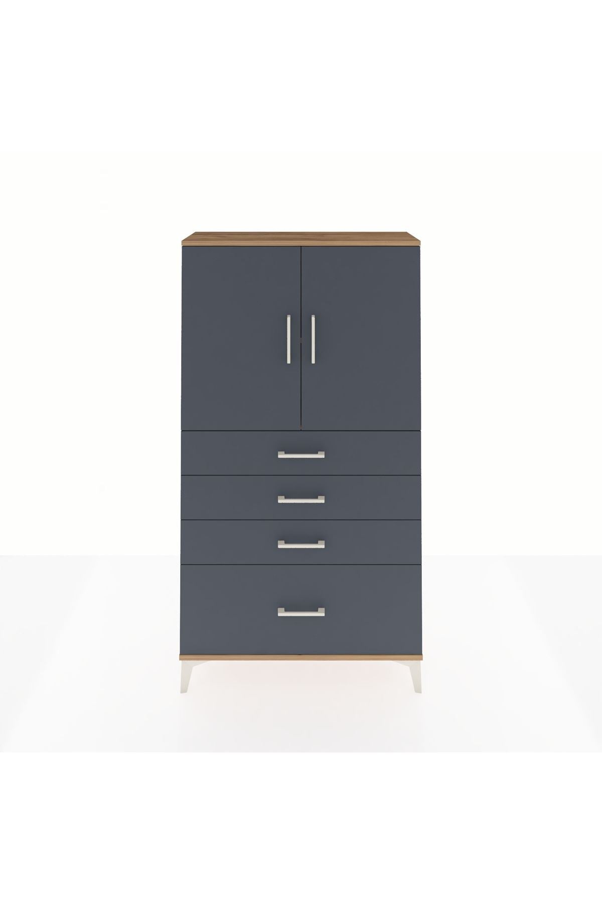 Arges Dolap 2 Raflı 4 Çekmeceli 2 Kapaklı 88x30x163 - S21M011V8A