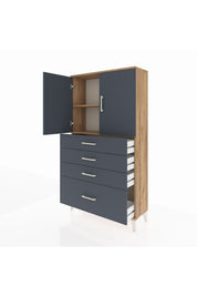 Arges Dolap 2 Raflı 4 Çekmeceli 2 Kapaklı 88x30x163 - S21M011V8A