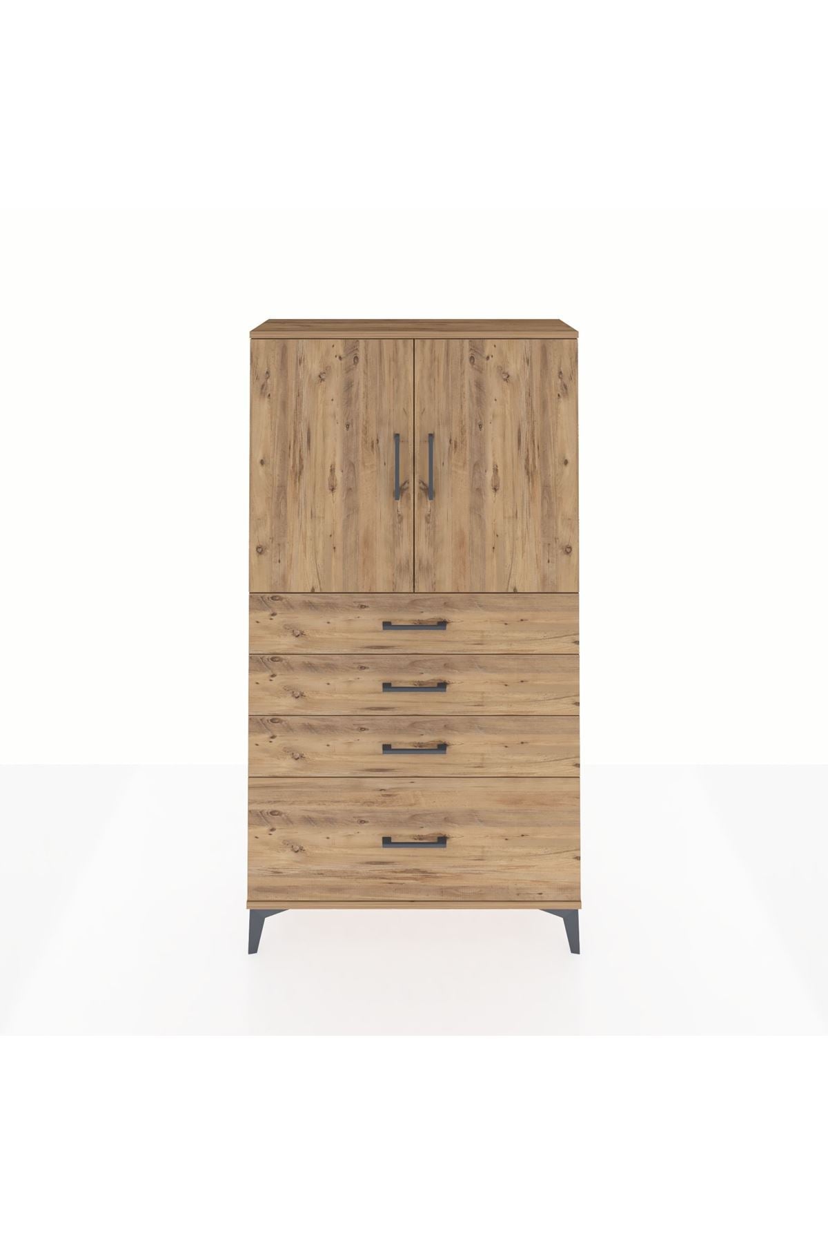 Arges Dolap 2 Raflı 4 Çekmeceli 2 Kapaklı 88x30x163 - S21M011V9A