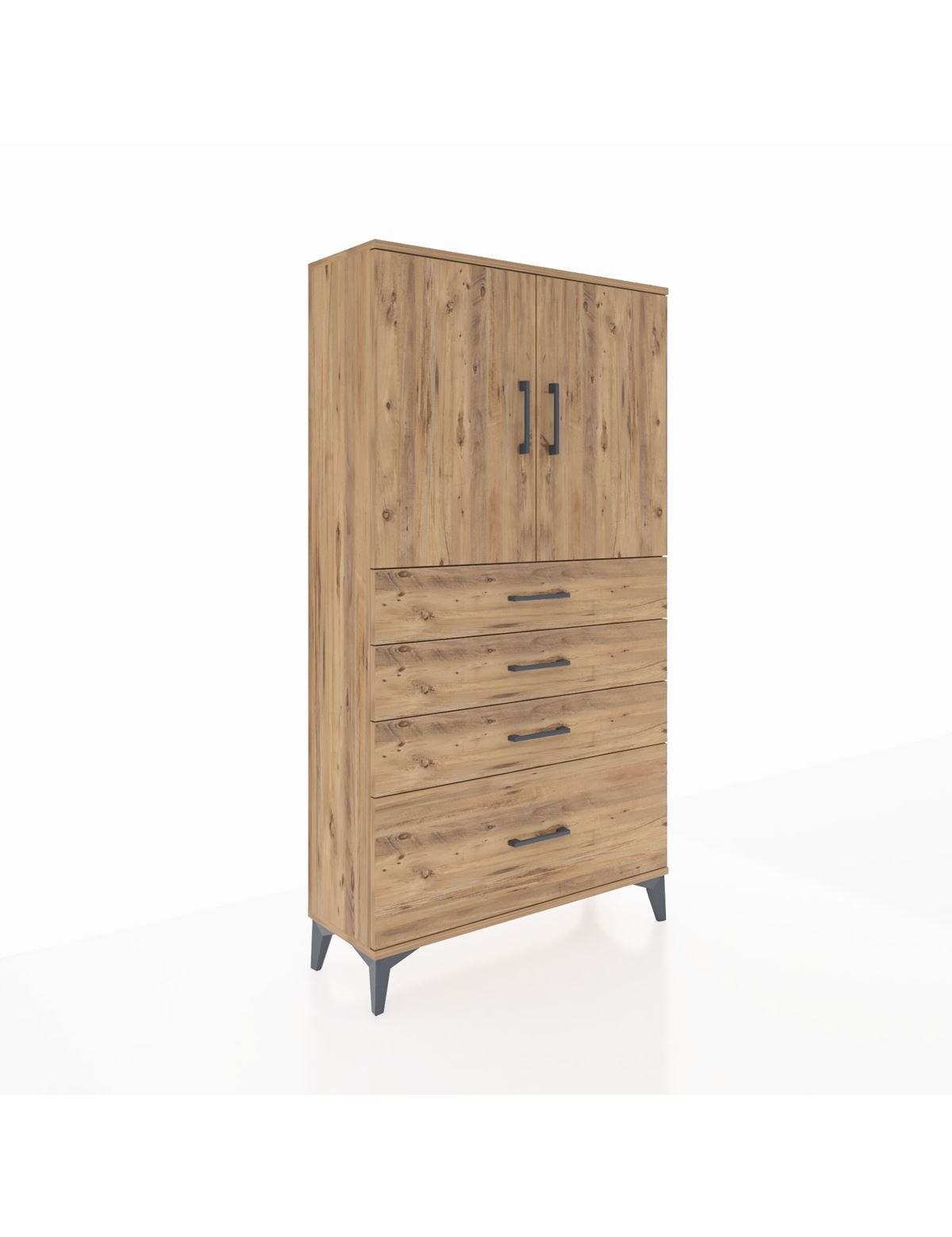 Arges Dolap 2 Raflı 4 Çekmeceli 2 Kapaklı 88x30x163 - S21M011V9A