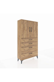 Arges Dolap 2 Raflı 4 Çekmeceli 2 Kapaklı 88x30x163 - S21M011V9A