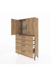 Arges Dolap 2 Raflı 4 Çekmeceli 2 Kapaklı 88x30x163 - S21M011V9A