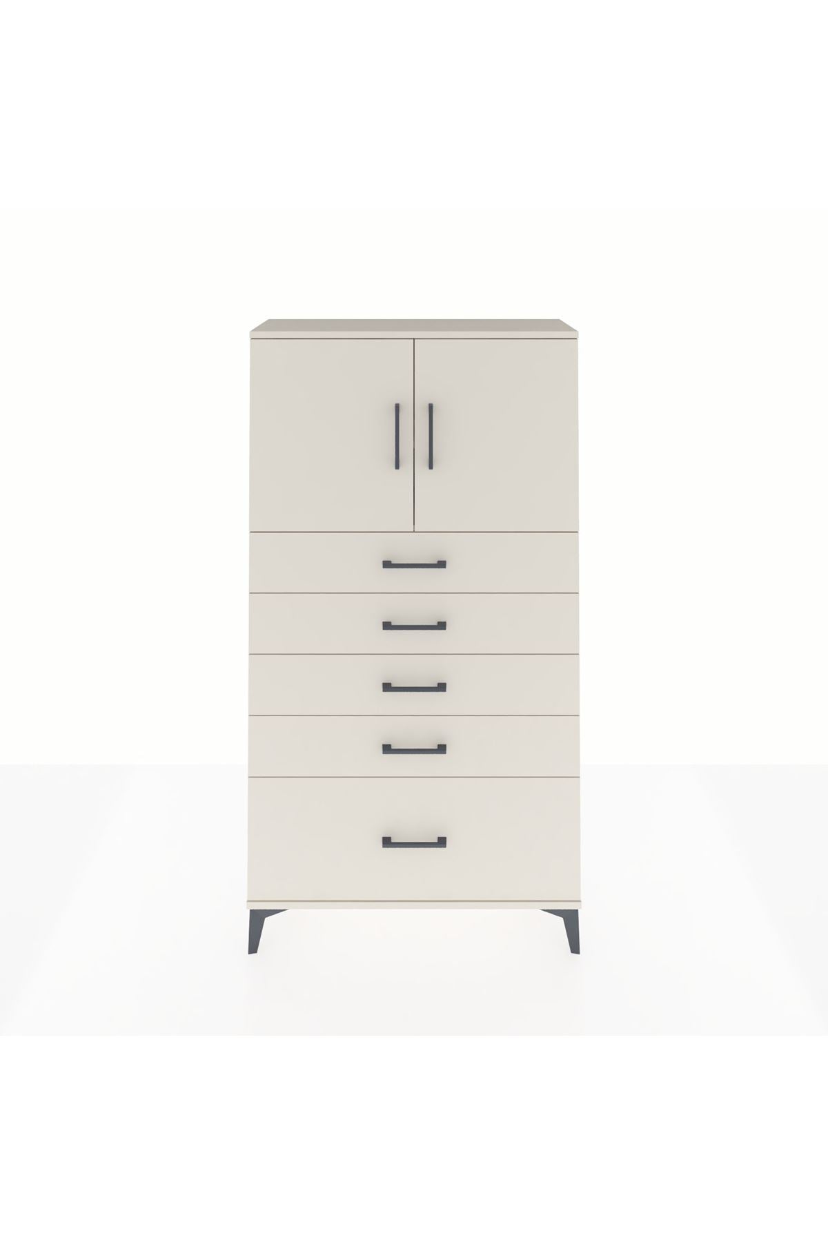 Arges Dolap 2 Raflı 5 Çekmeceli 2 Kapaklı 88x30x163 - S21M013V1A