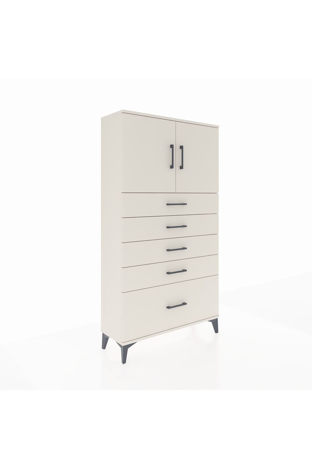 Arges Dolap 2 Raflı 5 Çekmeceli 2 Kapaklı 88x30x163 - S21M013V1A