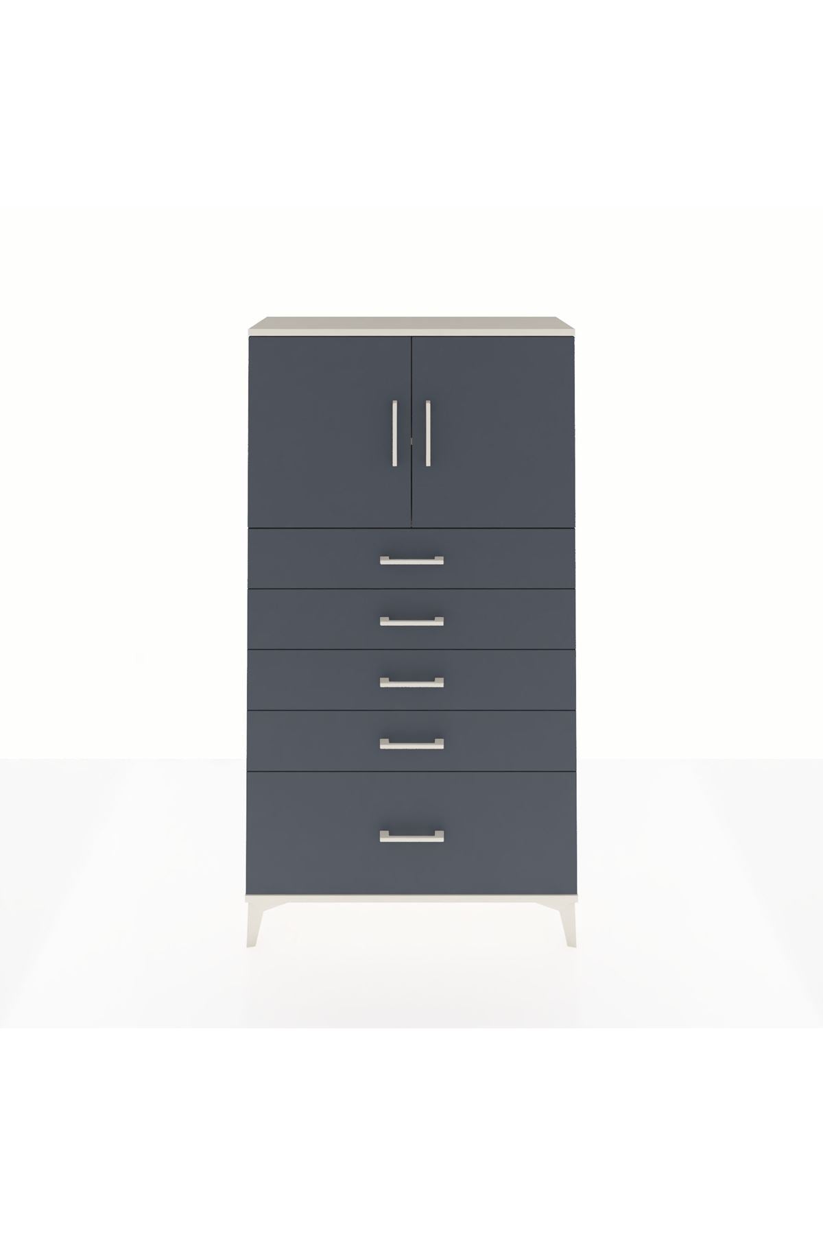 Arges Dolap 2 Raflı 5 Çekmeceli 2 Kapaklı 88x30x163 - S21M013V2A
