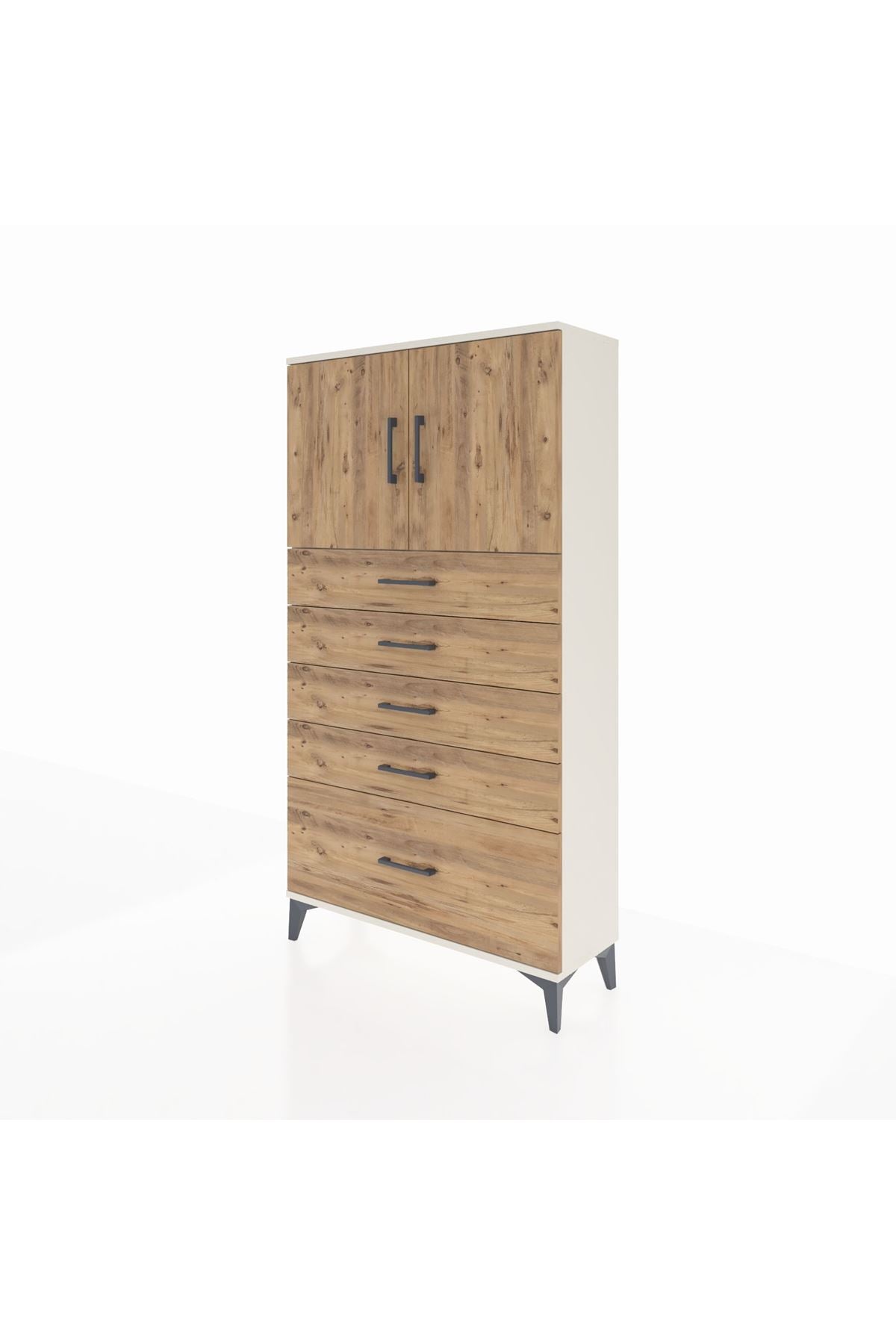 Arges Dolap 2 Raflı 5 Çekmeceli 2 Kapaklı 88x30x163 - S21M013V3A