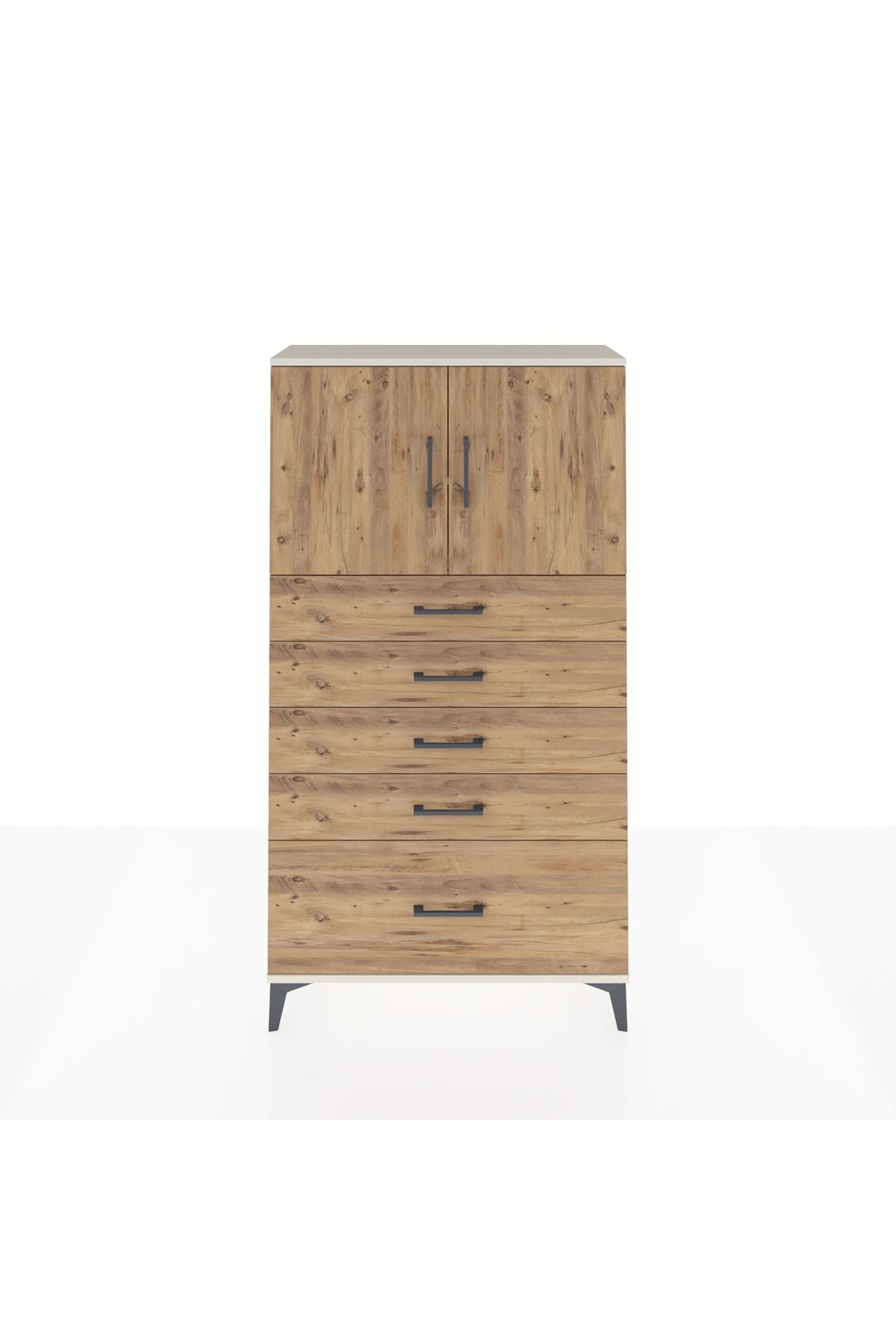 Arges Dolap 2 Raflı 5 Çekmeceli 2 Kapaklı 88x30x163 - S21M013V3A