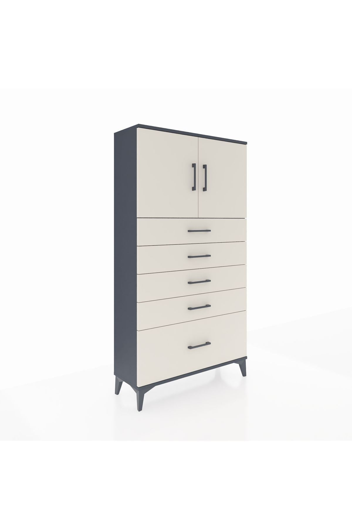 Arges Dolap 2 Raflı 5 Çekmeceli 2 Kapaklı 88x30x163 - S21M013V4A