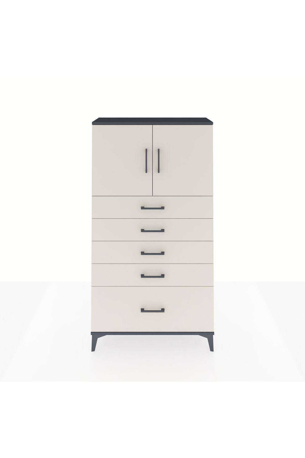 Arges Dolap 2 Raflı 5 Çekmeceli 2 Kapaklı 88x30x163 - S21M013V4A