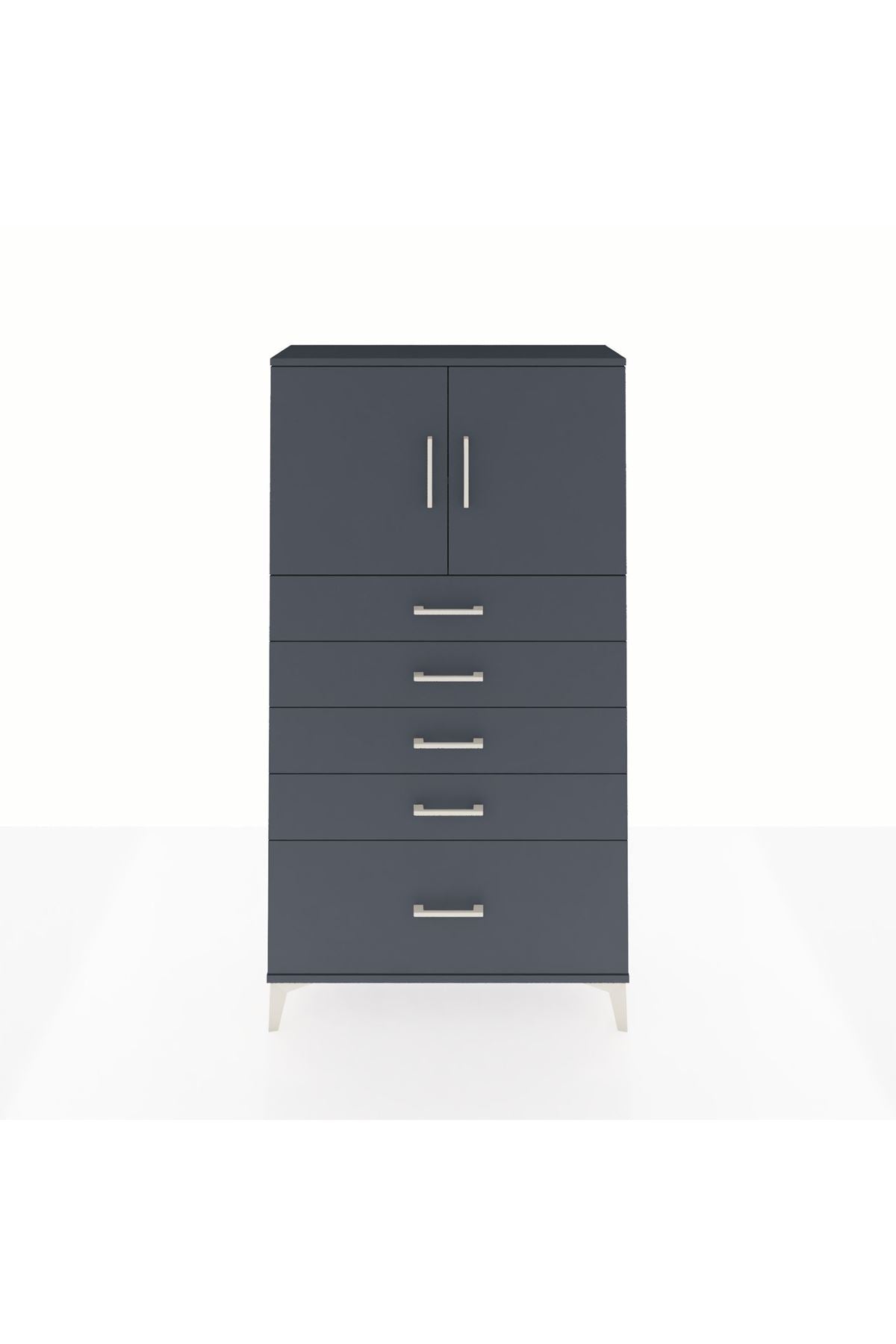 Arges Dolap 2 Raflı 5 Çekmeceli 2 Kapaklı 88x30x163 - S21M013V5A