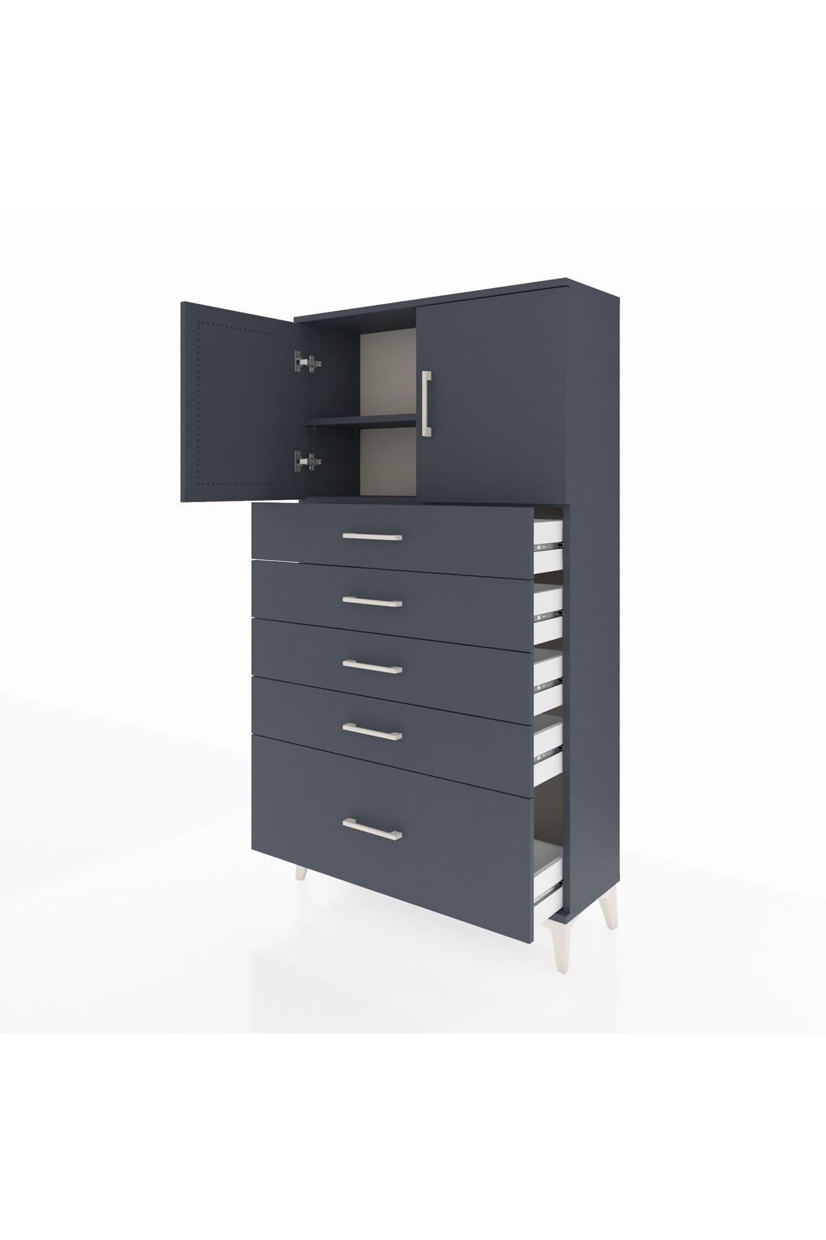Arges Dolap 2 Raflı 5 Çekmeceli 2 Kapaklı 88x30x163 - S21M013V5A
