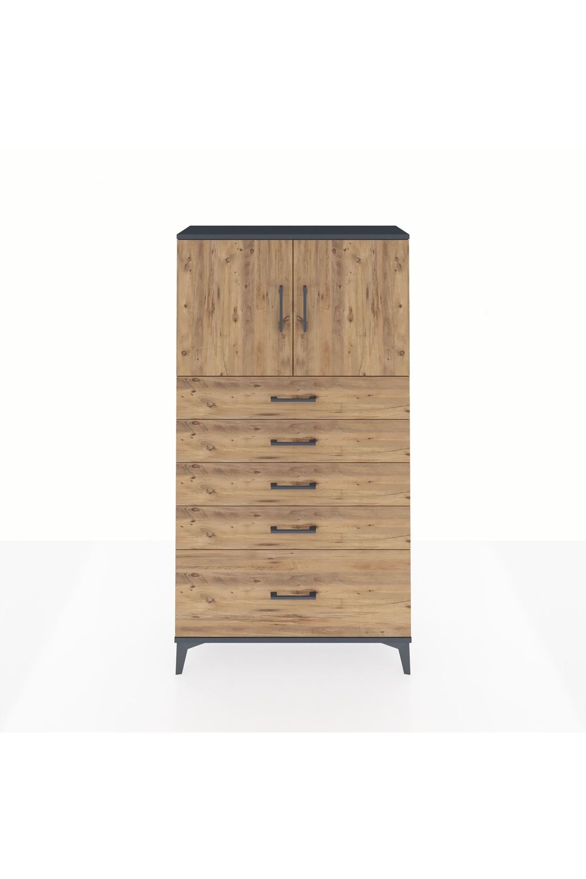 Arges Dolap 2 Raflı 5 Çekmeceli 2 Kapaklı 88x30x163 - S21M013V6A