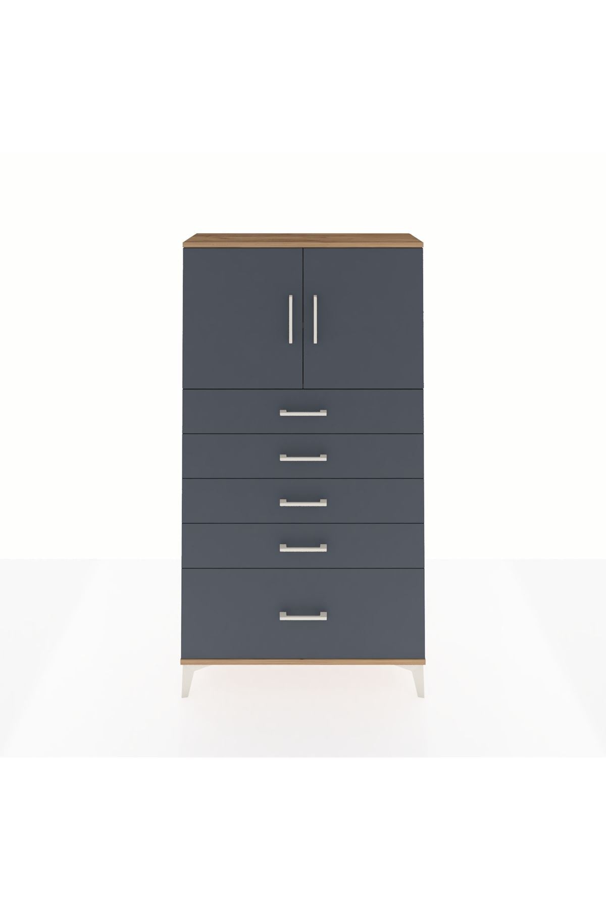 Arges Dolap 2 Raflı 5 Çekmeceli 2 Kapaklı 88x30x163 - S21M013V8A
