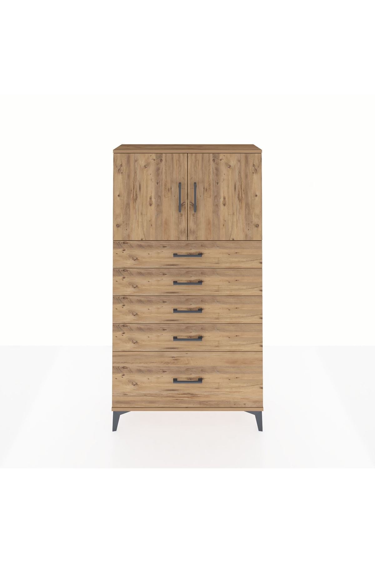 Arges Dolap 2 Raflı 5 Çekmeceli 2 Kapaklı 88x30x163 - S21M013V9A