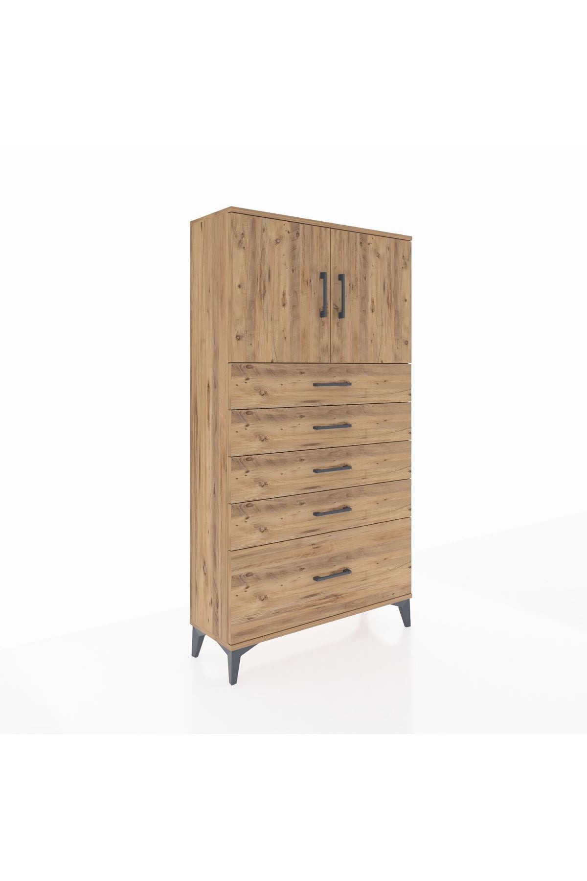 Arges Dolap 2 Raflı 5 Çekmeceli 2 Kapaklı 88x30x163 - S21M013V9A