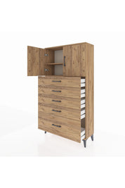 Arges Dolap 2 Raflı 5 Çekmeceli 2 Kapaklı 88x30x163 - S21M013V9A