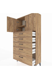 Arges Dolap 2 Raflı 5 Çekmeceli 2 Kapaklı 88x30x163 - S21M013V9A