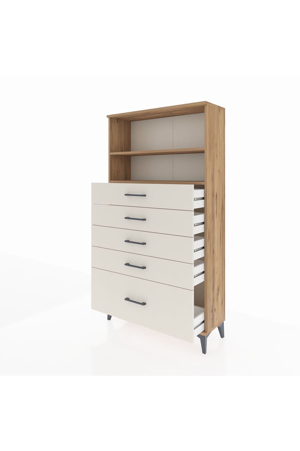 Arges Dolap 2 Raflı 5 Çekmeceli 88x30x163 - S21M014V7A