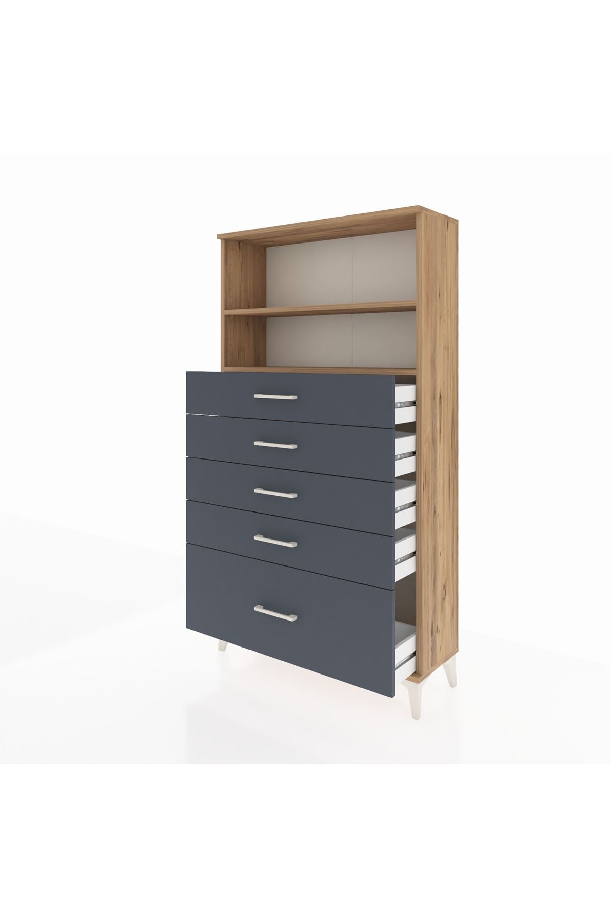 Arges Dolap 2 Raflı 5 Çekmeceli 88x30x163 - S21M014V8A
