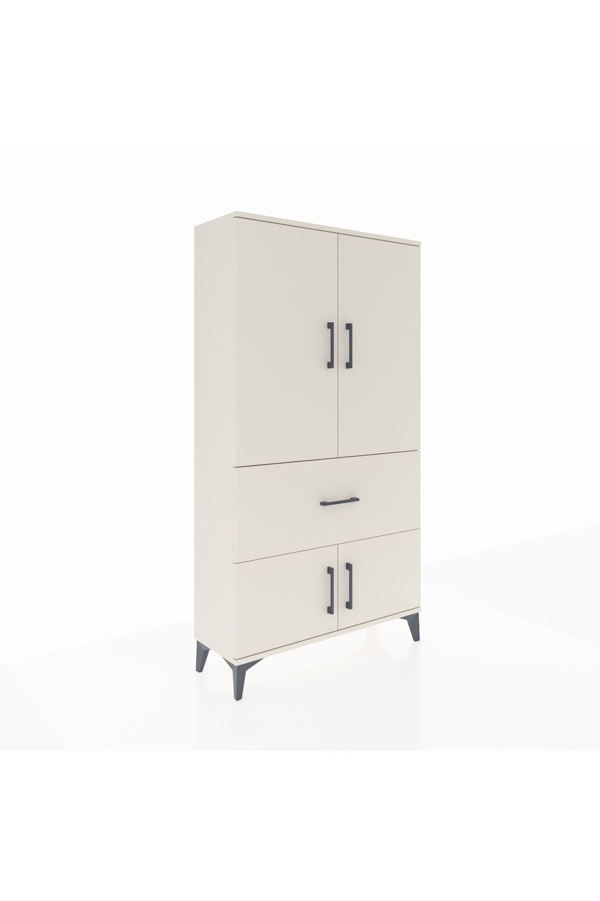 Arges Dolap 3 Raflı Tek Çekmeceli 4 Kapaklı 88x30x163 - S21M015V1A
