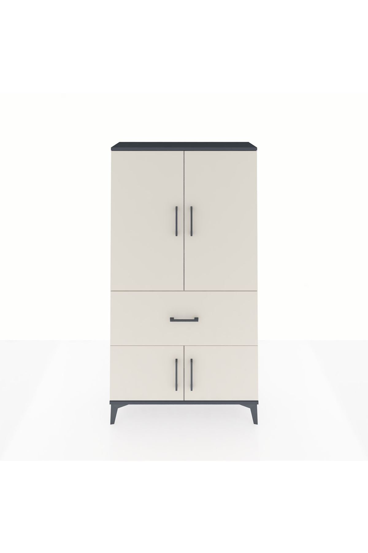 Arges Dolap 3 Raflı Tek Çekmeceli 4 Kapaklı 88x30x163 - S21M015V4A