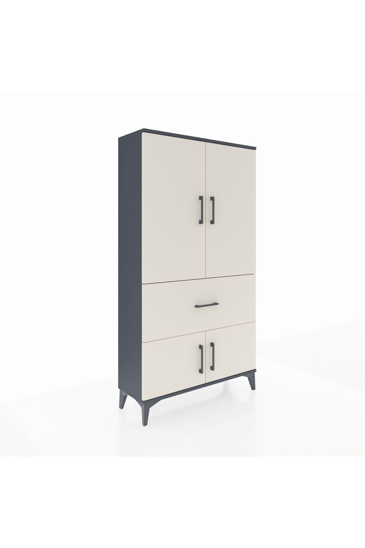 Arges Dolap 3 Raflı Tek Çekmeceli 4 Kapaklı 88x30x163 - S21M015V4A