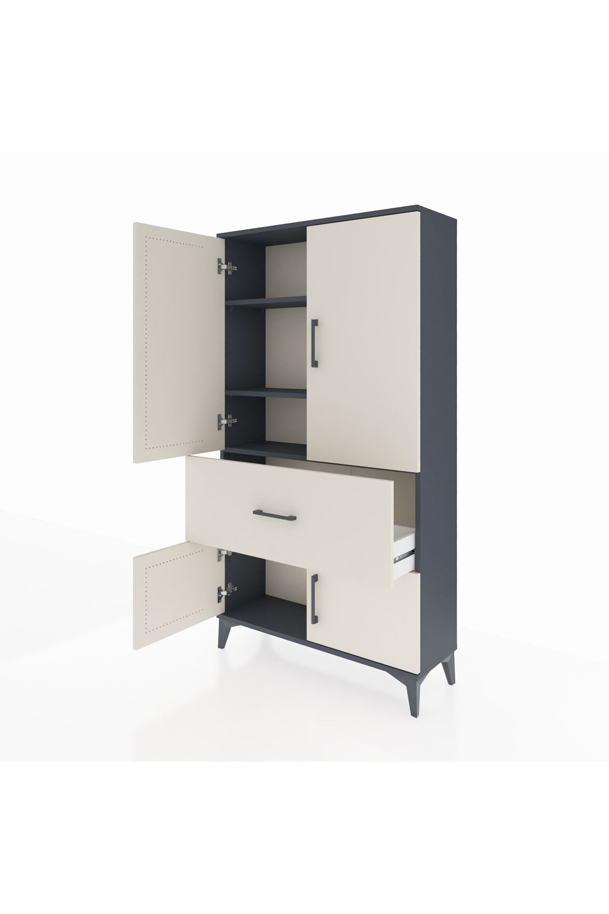 Arges Dolap 3 Raflı Tek Çekmeceli 4 Kapaklı 88x30x163 - S21M015V4A
