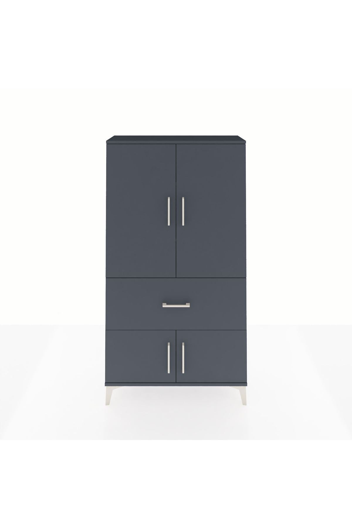 Arges Dolap 3 Raflı Tek Çekmeceli 4 Kapaklı 88x30x163 - S21M015V5A
