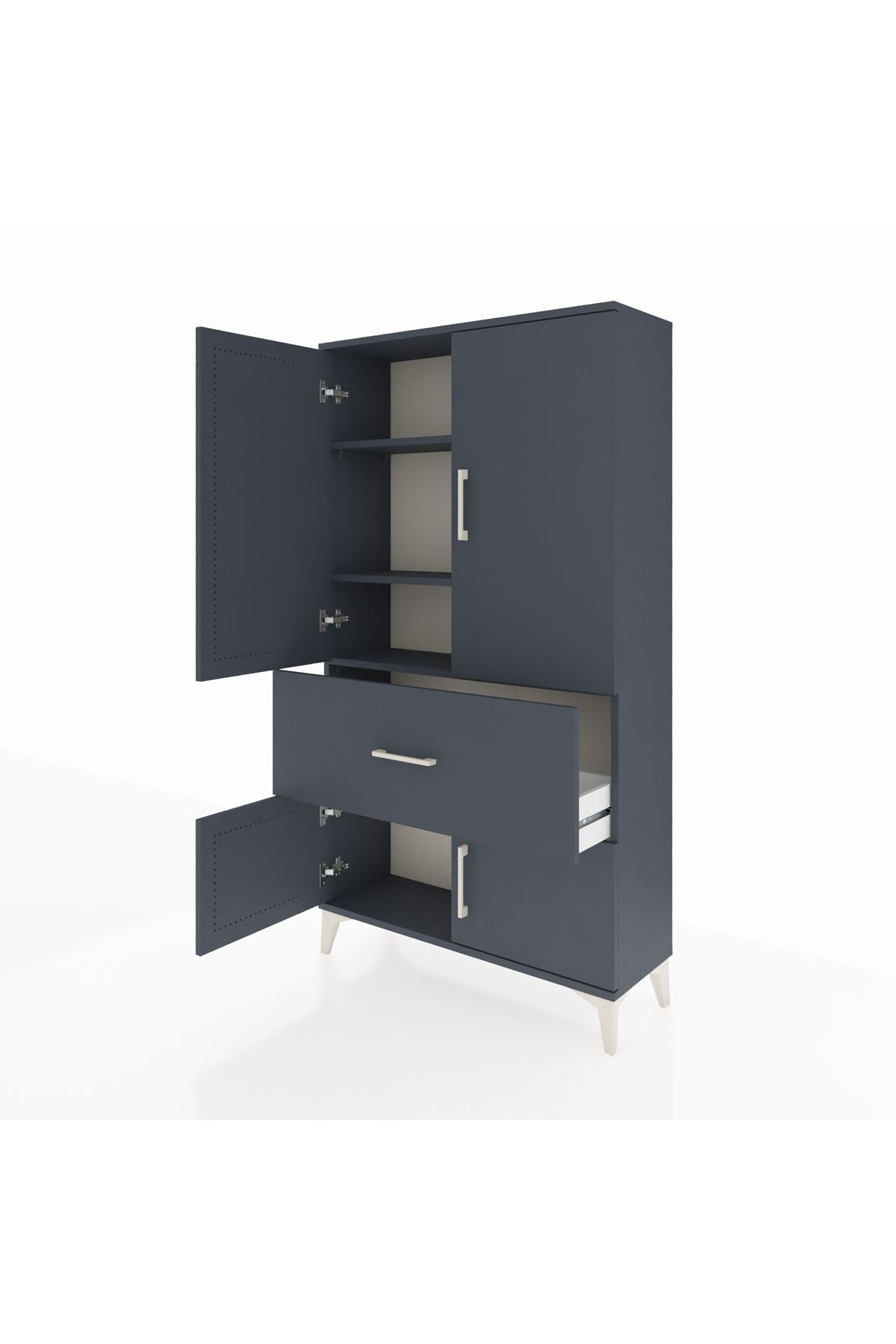 Arges Dolap 3 Raflı Tek Çekmeceli 4 Kapaklı 88x30x163 - S21M015V5A