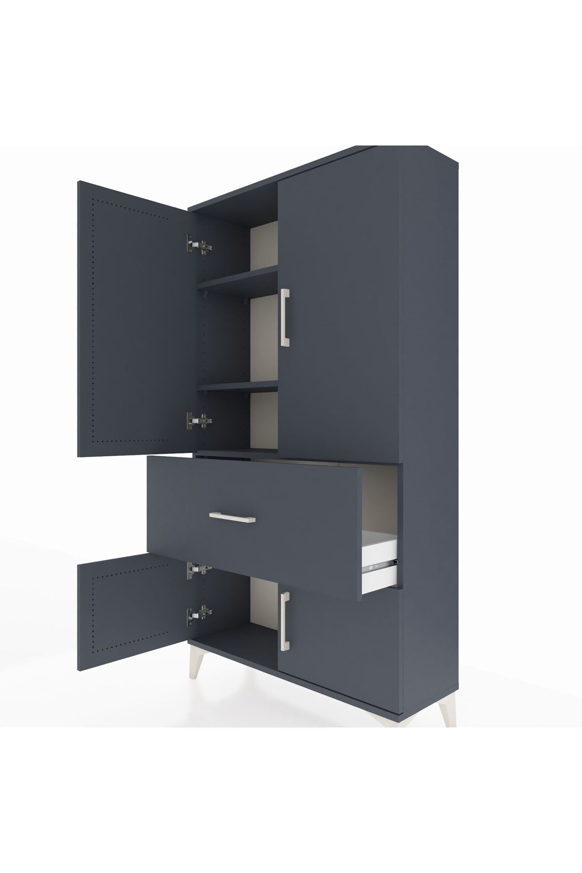 Arges Dolap 3 Raflı Tek Çekmeceli 4 Kapaklı 88x30x163 - S21M015V5A