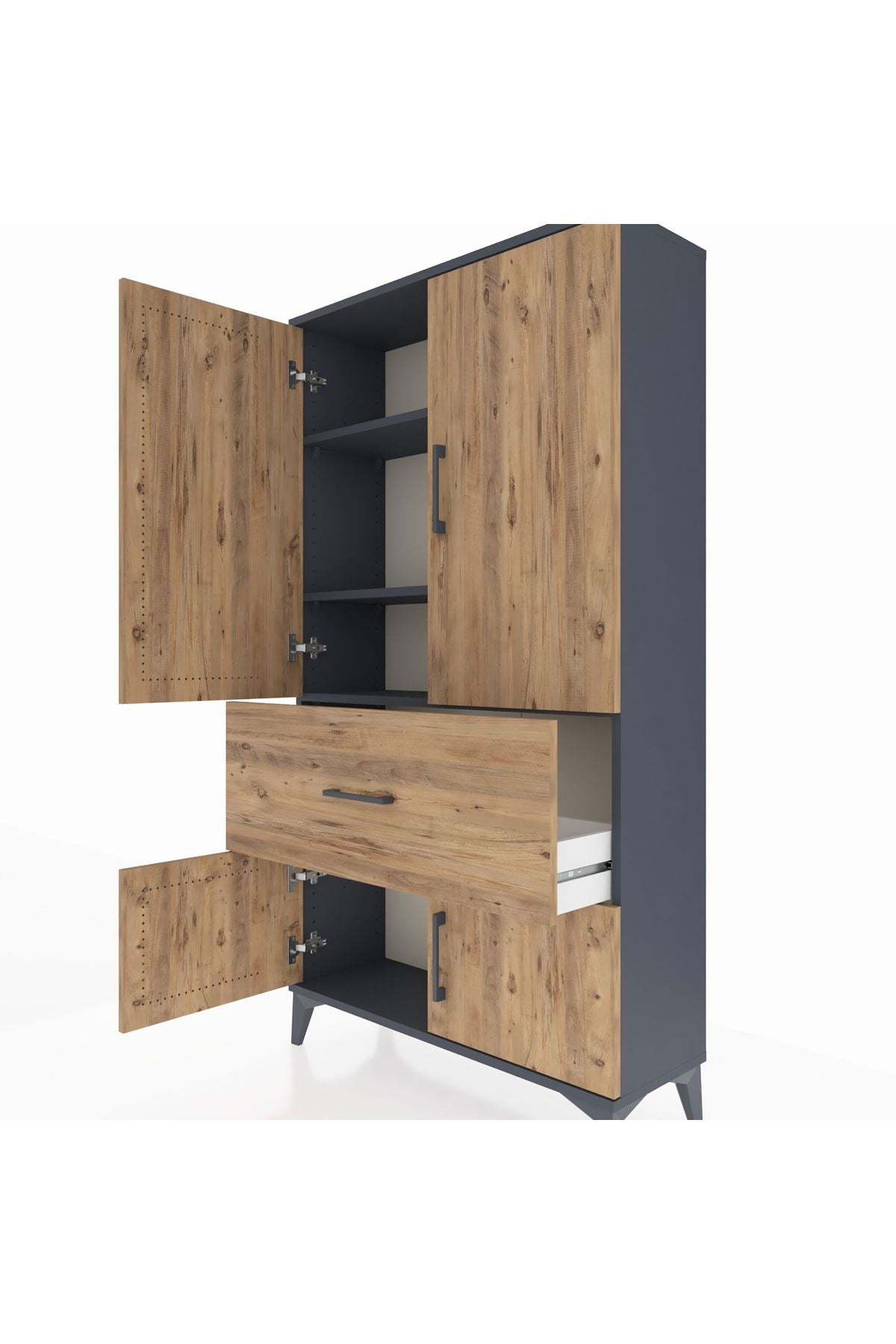 Arges Dolap 3 Raflı Tek Çekmeceli 4 Kapaklı 88x30x163 - S21M015V6A