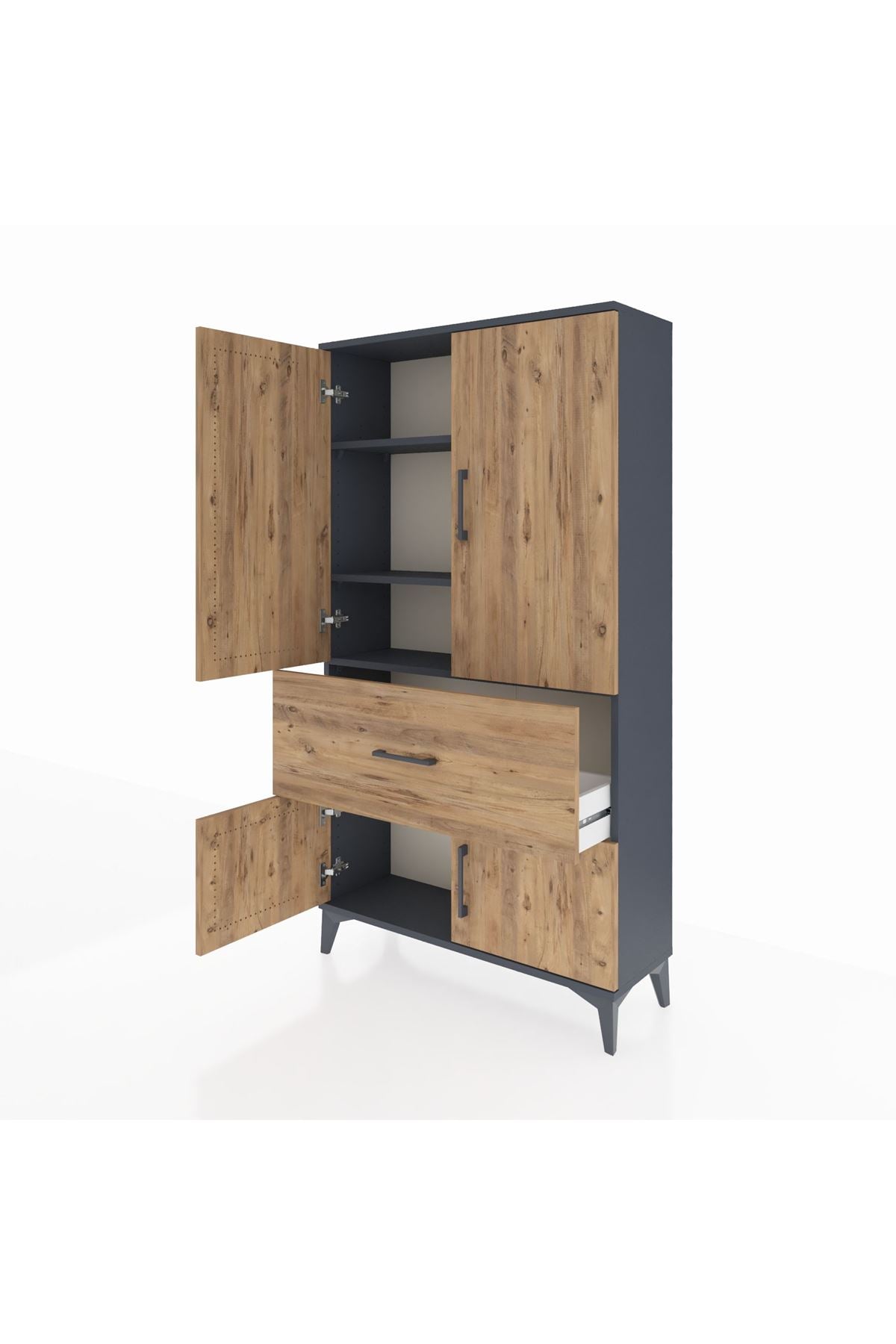 Arges Dolap 3 Raflı Tek Çekmeceli 4 Kapaklı 88x30x163 - S21M015V6A