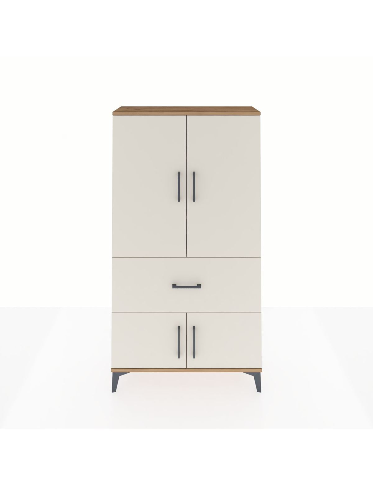 Arges Dolap 3 Raflı Tek Çekmeceli 4 Kapaklı 88x30x163 - S21M015V7A