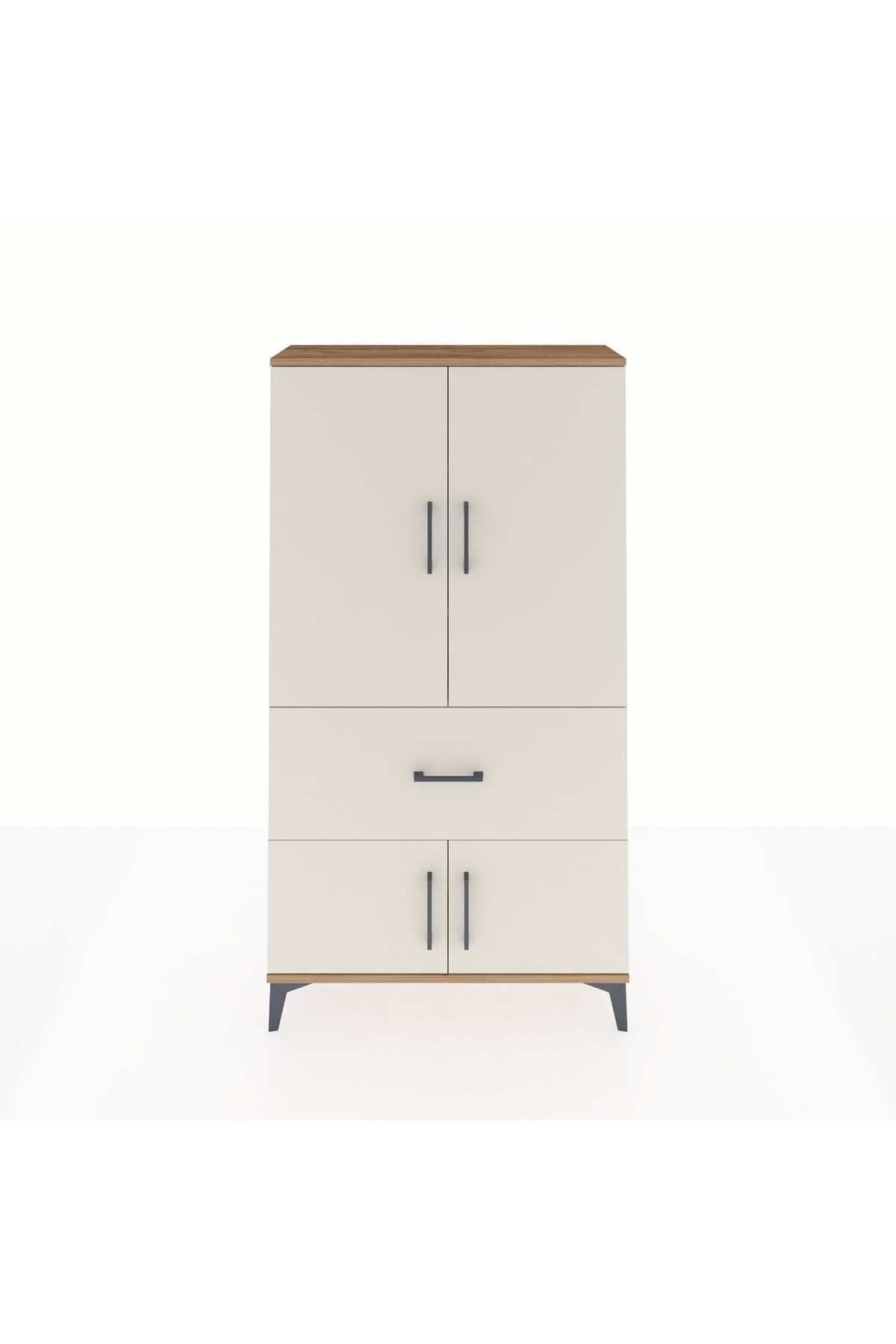 Arges Dolap 3 Raflı Tek Çekmeceli 4 Kapaklı 88x30x163 - S21M015V7A