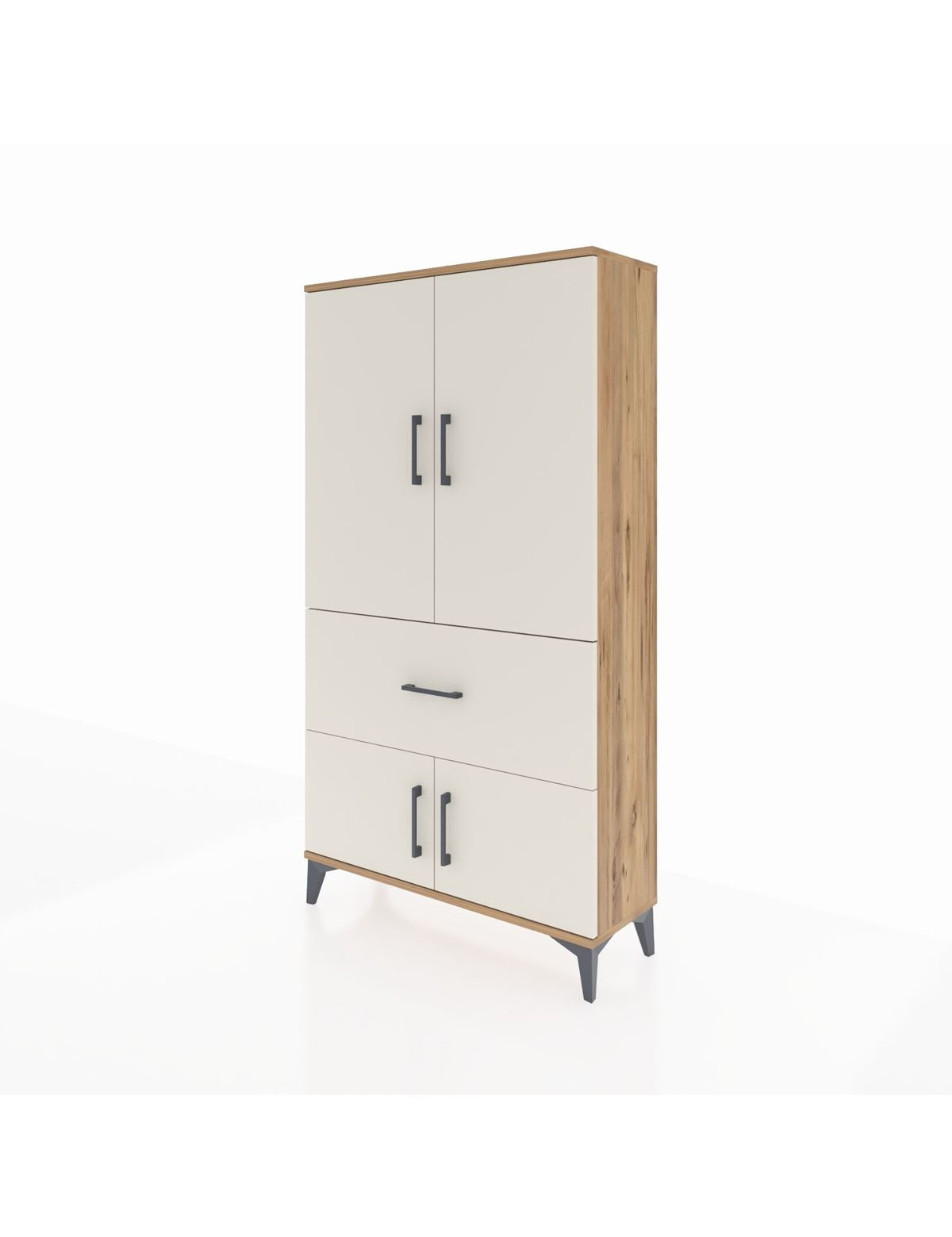 Arges Dolap 3 Raflı Tek Çekmeceli 4 Kapaklı 88x30x163 - S21M015V7A