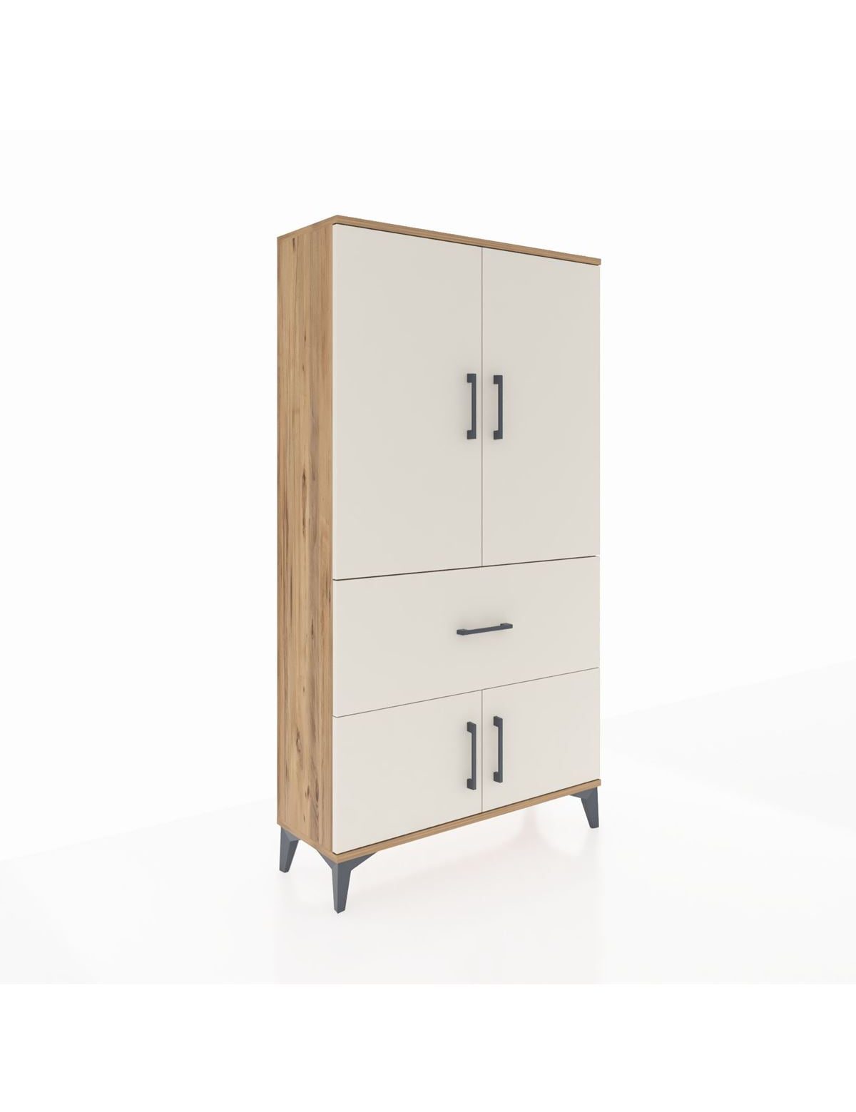 Arges Dolap 3 Raflı Tek Çekmeceli 4 Kapaklı 88x30x163 - S21M015V7A