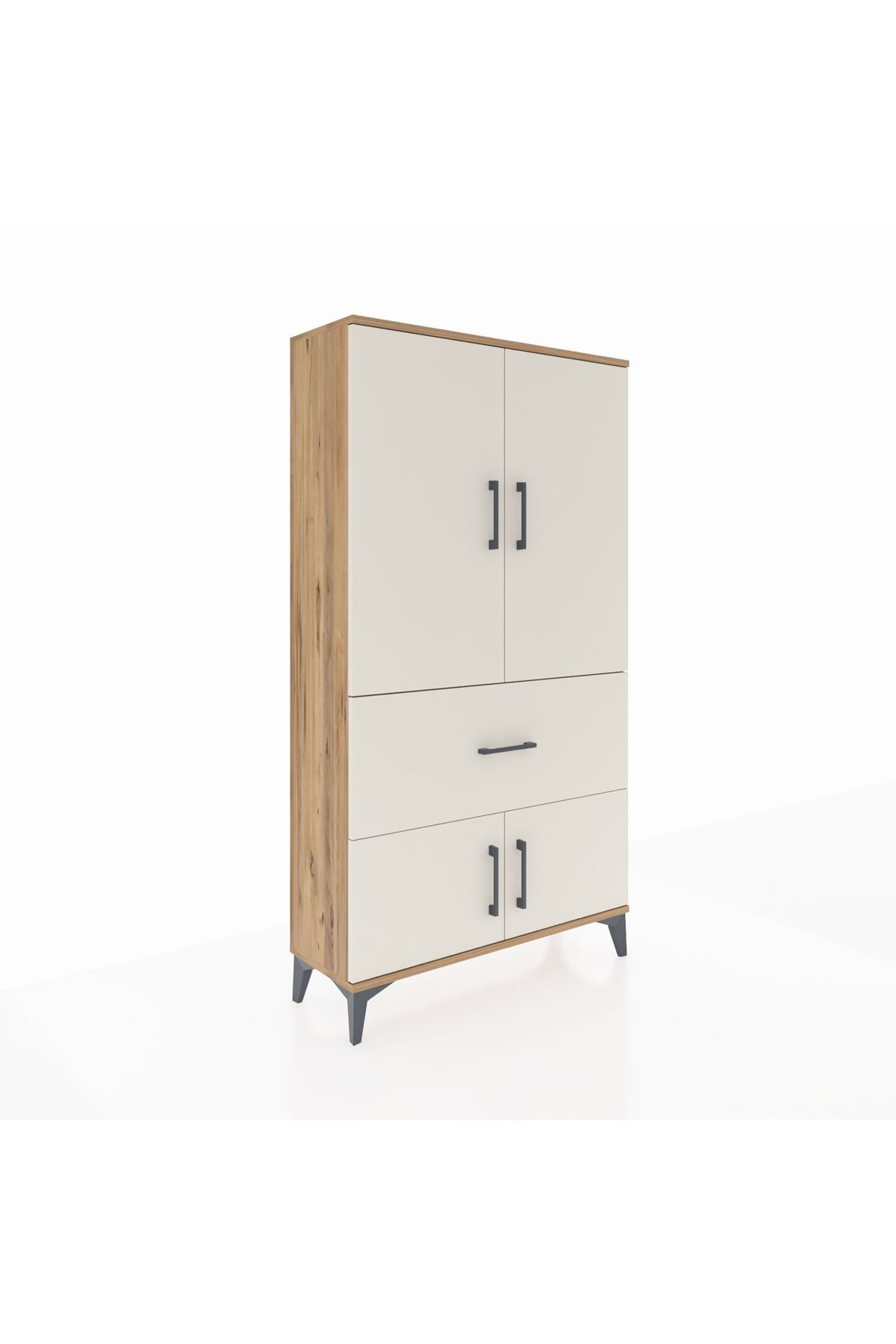 Arges Dolap 3 Raflı Tek Çekmeceli 4 Kapaklı 88x30x163 - S21M015V7A